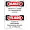 Signmission Safety Sign, OSHA Danger, 5" Height, Mechanical Room Unauthorized Bilingual Spanish OS-DS-D-35-VS-1675 - alternate 1